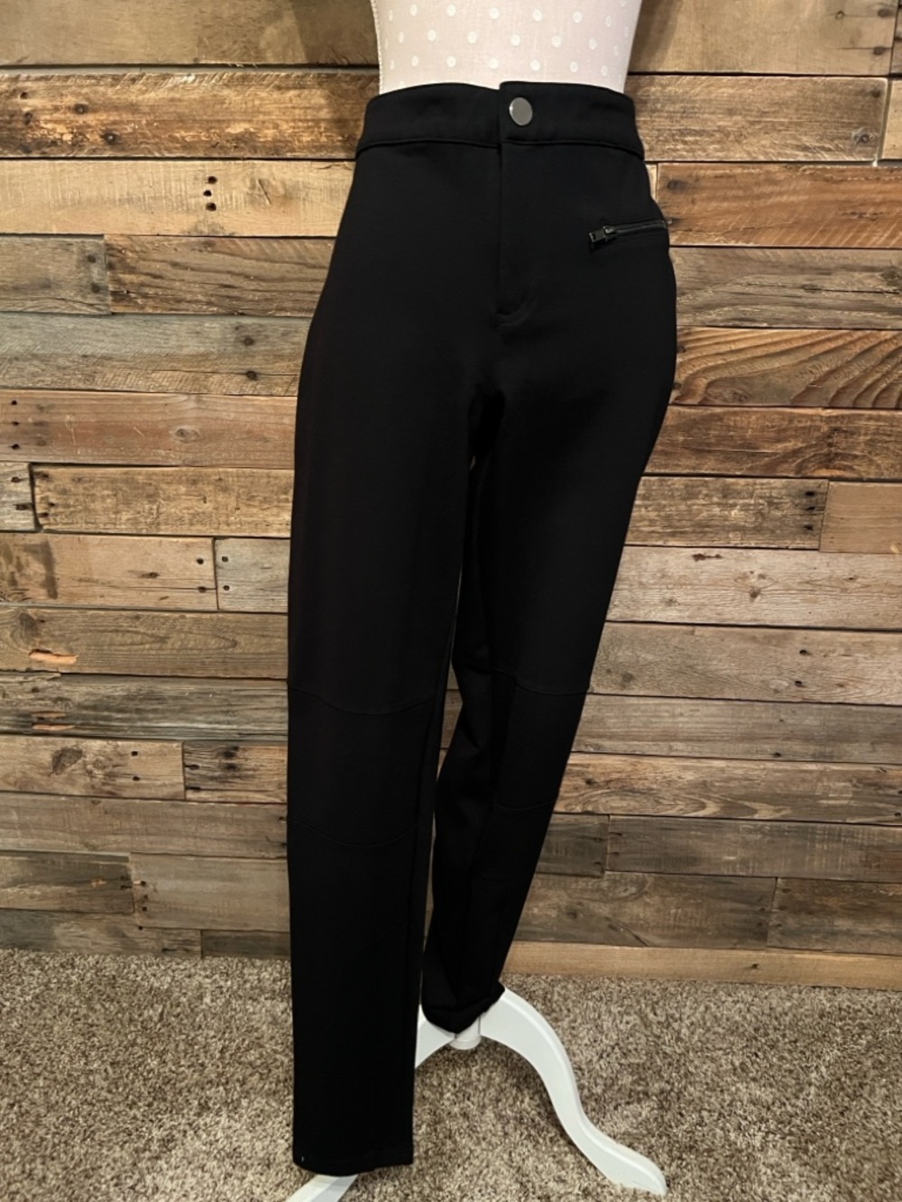 Basic Editions Black Stretch Skinny Leg Slacks
